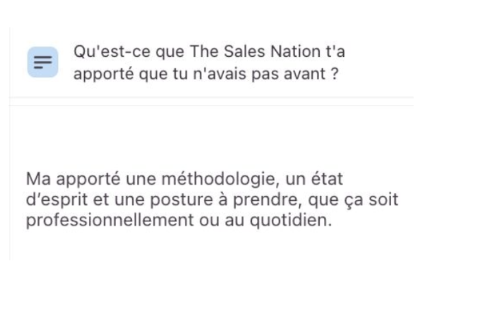 Retour écrit d'un membre de The Sales Nation 4