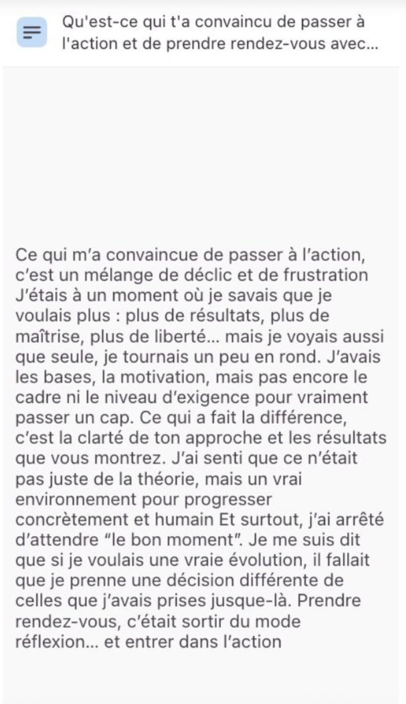 Retour écrit d'un membre de The Sales Nation 8